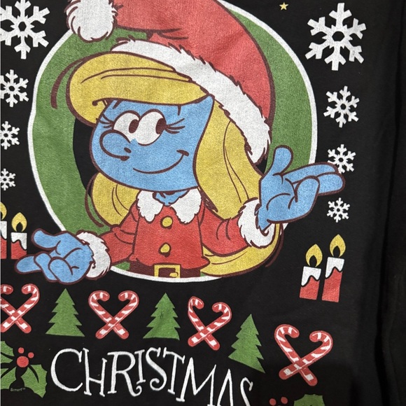 Zuni The Smurfs Merry Christmas Smurfette Sweatshirt Unisex Size 2XL - Picture 4 of 6